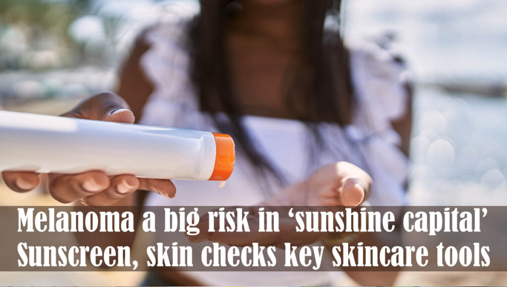 الميلانوما خطر كبير في العاصمة المشرقة الشمس الواقية من الشمس تتحقق من الجلد أدوات العناية بالبشرة الرئيسية اكتشف